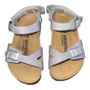 Birkenstock Toddler Girls Size 27 9 9.5 Silver Glitter Rio Sandals